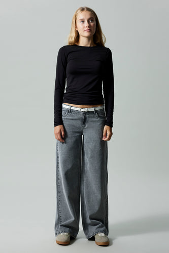 Jeans wide light grey denim - LMTD - LMTD