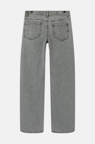 Lichtgrijze denim jeans wide van LMTD, met achterzakken en een subtiele stonewash textuur.