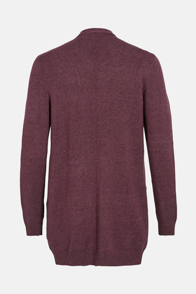 Paarse cardigan van VILA, met lange mouwen en een effen gebreide textuur.
