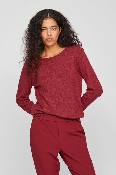 Sweat-shirt rouge avec col rond de VILA®, à longues manches et une subtile texture.