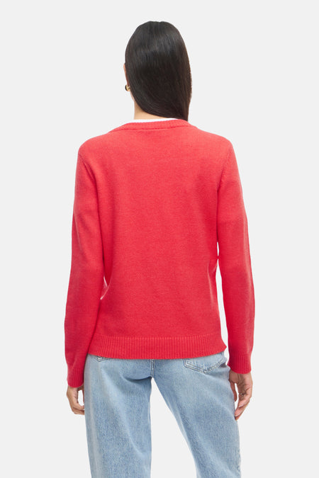 Pull met ronde hals - rood