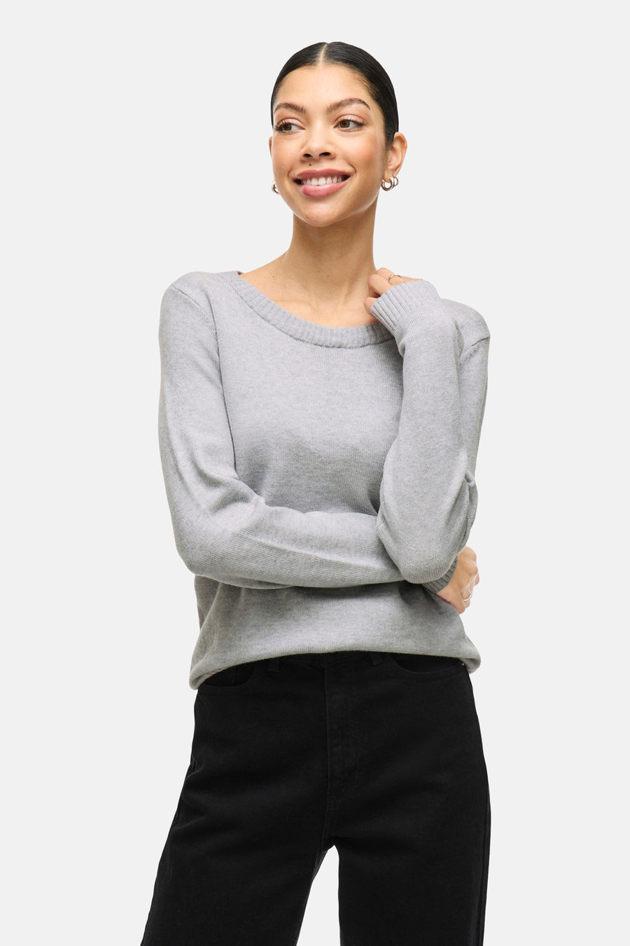 Pull met ronde hals - grijs - VILA®