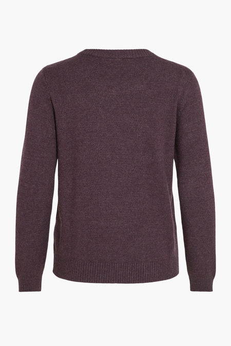 Sweater marron avec col rond de VILA, avec des manches longues et une fine structure de la poitrine.