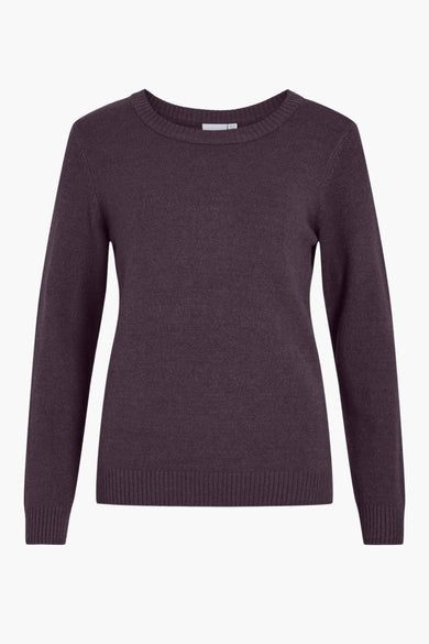 Sweat-shirt marron avec col rond de VILA®, avec des manches longues et des bordures côtelées.