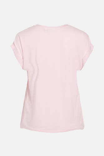 T-shirt rose à manches courtes de VILA®, dos visible avec les manches retournées.
