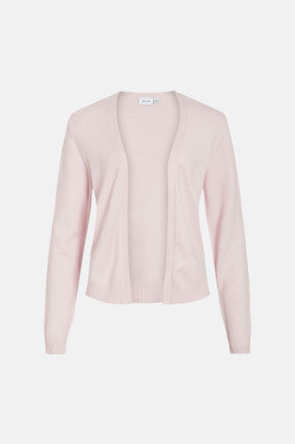 Roze vest van VILA, met lange mouwen en een open voorkant.
