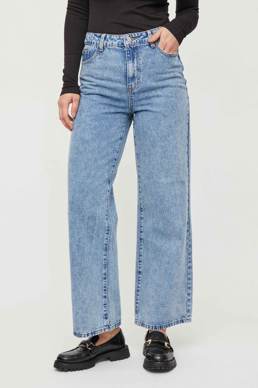 Wide jeans - mid blue denim