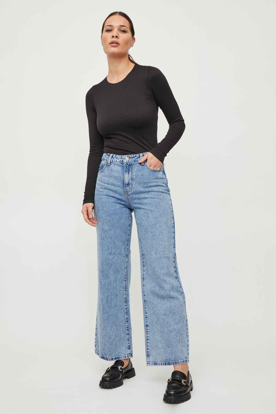Wide jeans - mid blue denim