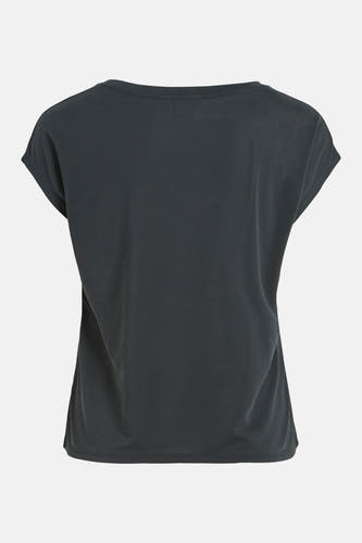 T-shirt noir de VILA®, vu de l' avec des mantes courtes et une ligne simple.