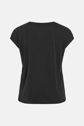 T-shirt noir de VILA, dos uni avec manches courtes et col rond.