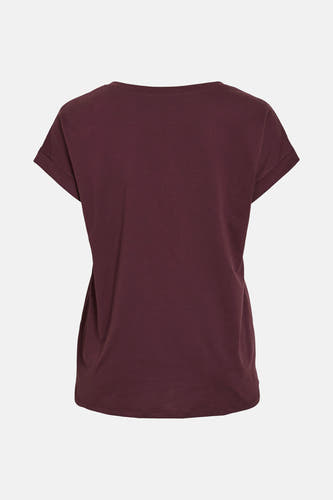 T-shirt bleu marine à manches courtes de VILA, avec des manches retroussées sur le dos.