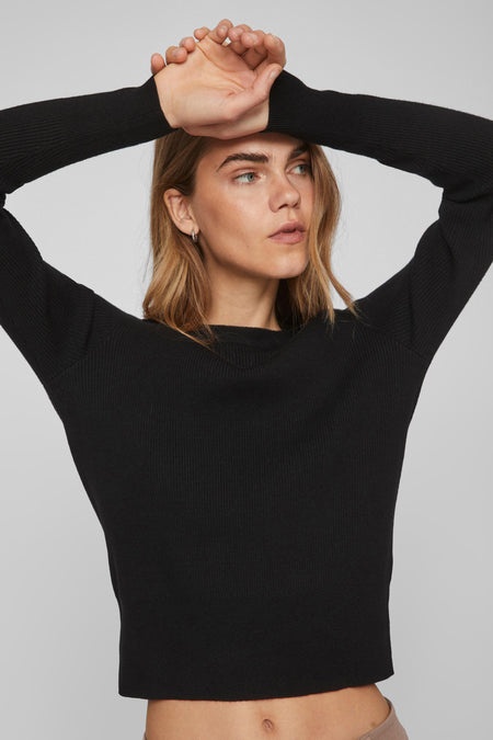 VICOMFY O-NECK L/S KNIT TOP- NOOS