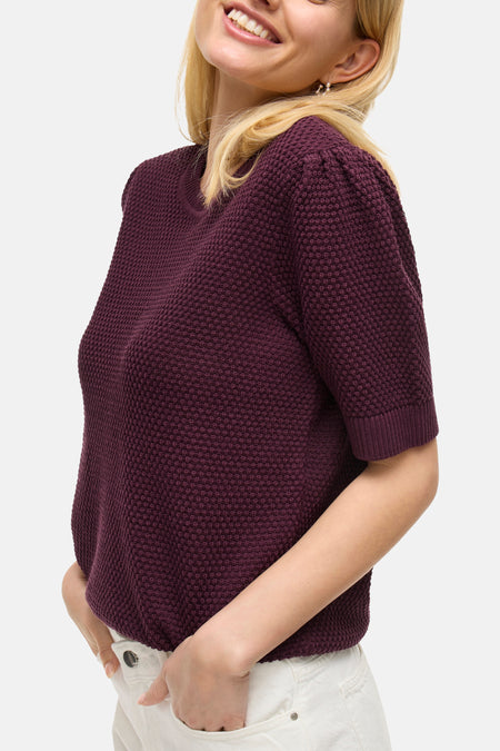 VIDALO O-NECK S/S KNIT TOP - NOOS