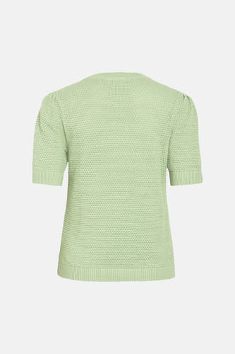 Groene trui van VILA®, met korte mouwen en een fijn breipatroon.
