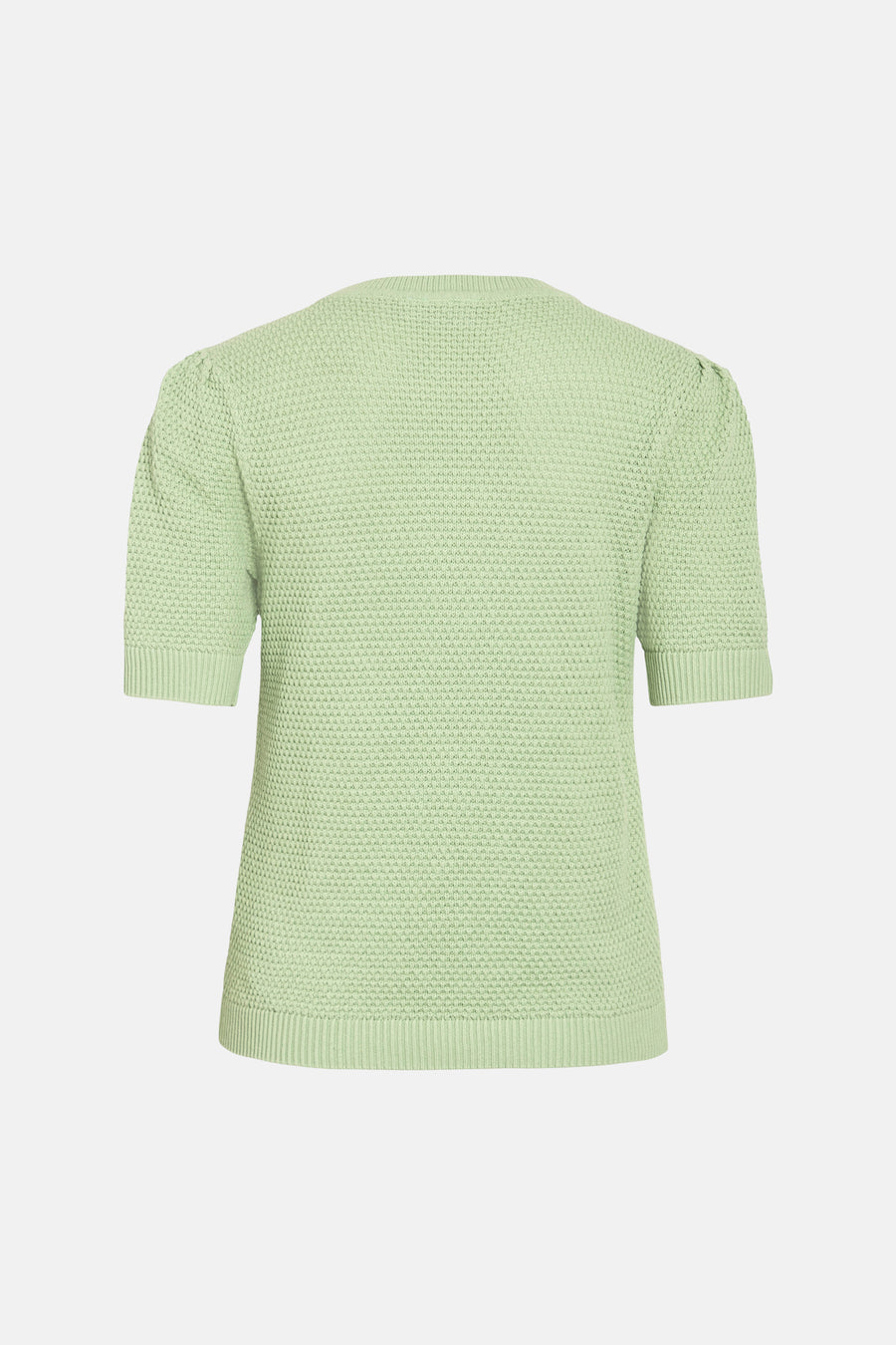 Groene trui van VILA®, met korte mouwen en een fijn breipatroon.

