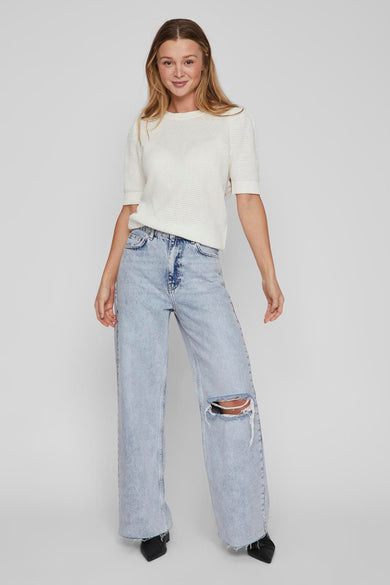 T-shirt blanc de VILA®, à manches courtes et en tissu tissé.