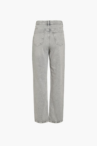 Grijze straight jeans van Vila, met een lichte denim wassing en achterzakken.
