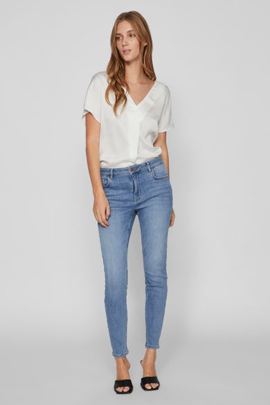 VIELLETTE V-NECK S/S SATIN TOP - NOOS