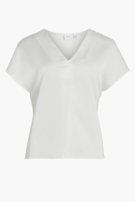 VIELLETTE V-NECK S/S SATIN TOP - NOOS