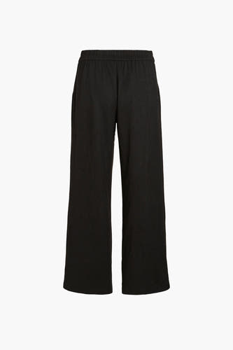 Zwarte broek van VILA® met wijde pijpen en een elastische tailleband.
