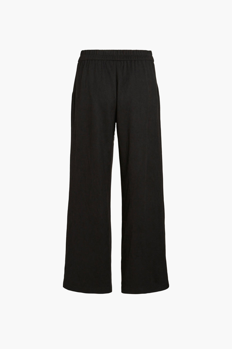 Zwarte broek van VILA® met wijde pijpen en een elastische tailleband.
