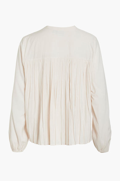 VIAGNA V-NECK L/S PLEAT SHIRT
