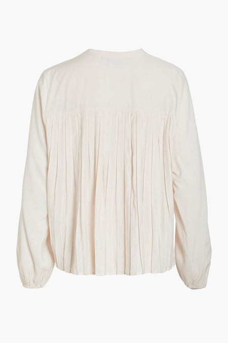 VIAGNA V-NECK L/S PLEAT SHIRT