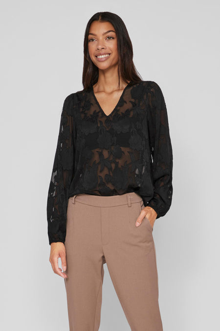VISIRID L/S V-NECK TOP / B