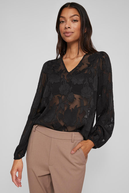 VISIRID L/S V-NECK TOP / B