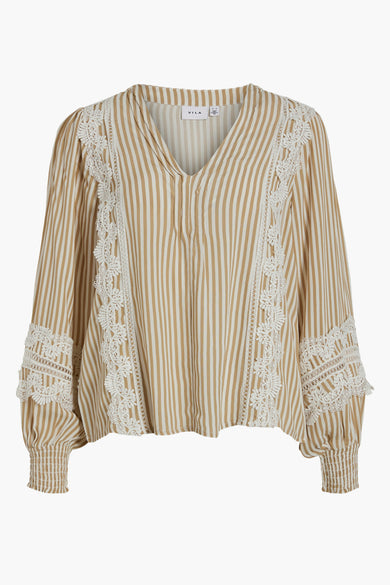 VIGARA V-NECK L/S LACE TOP