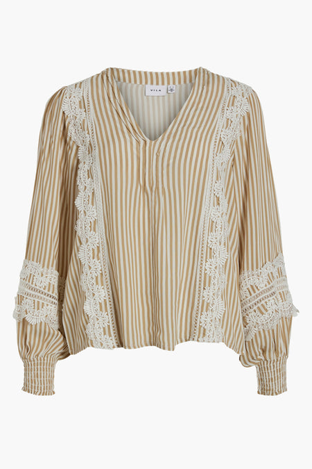 VIGARA V-NECK L/S LACE TOP