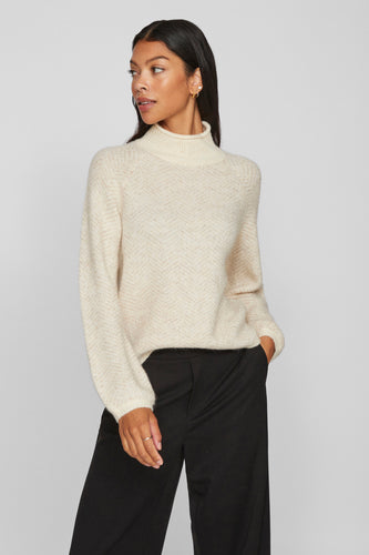 Pull met rolkraag - beige - VILA® - 7