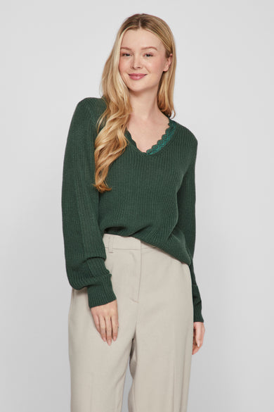 Pull met V-hals - groen