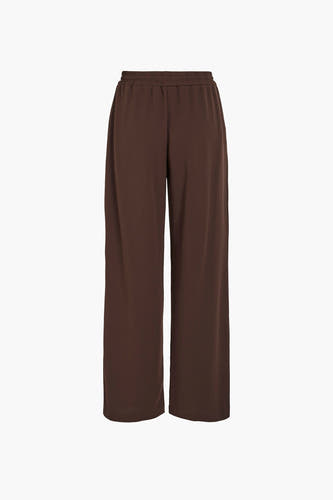 Bruine broek van VILA, met wijde pijpen en een elastische tailleband.
