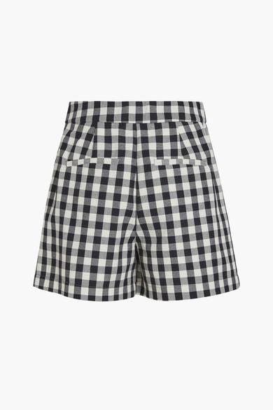 Zwarte geruite korte broek van VILA®, achterzijde met twee zakken, klassieke gingham print