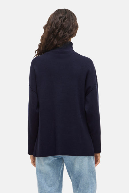 Pull met rolkraag - blauw