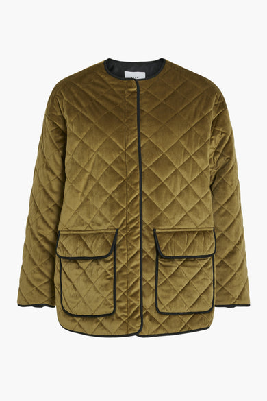 Veste verte de VILA® avec un motif de lunettes intégré et des manches longues.
