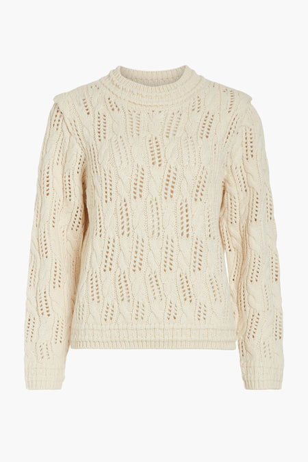 Pull met ronde hals - ecru
