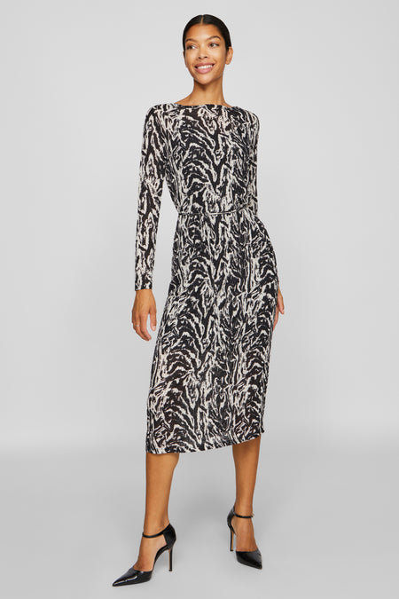 VILARINE NALA BOAT NECK L/S MIDI DRESS