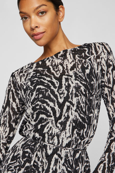 VILARINE NALA BOAT NECK L/S MIDI DRESS