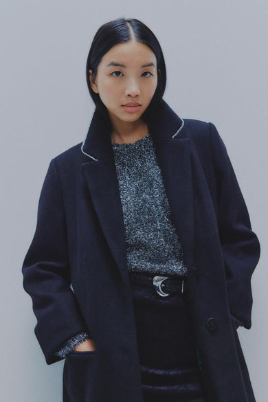 VICASO REV  V-NECK L/S GLITTER KNIT TOP