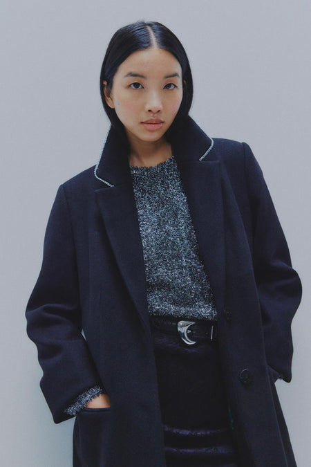 VICASO REV  V-NECK L/S GLITTER KNIT TOP