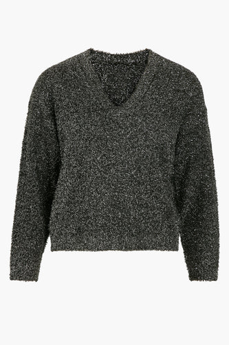 VICASO REV  V-NECK L/S GLITTER KNIT TOP