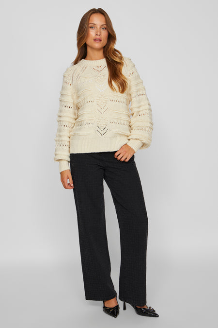 Pull met ronde hals - ecru