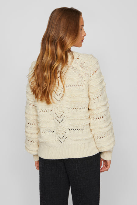 Pull met ronde hals - ecru