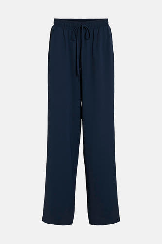 Pantalon bleu de VILA, avec cordon de serrage et une texture subtile.