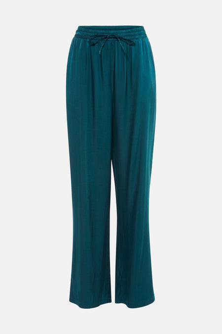 Pantalon vert de VILA® avec taille élastique, cordon de serrage et jambes larges dans un tissu fluide.