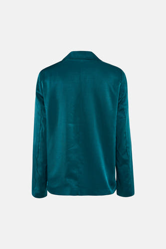 Groene blazer van VILA, gemaakt van glanzende stof, getoond vanaf de achterkant.