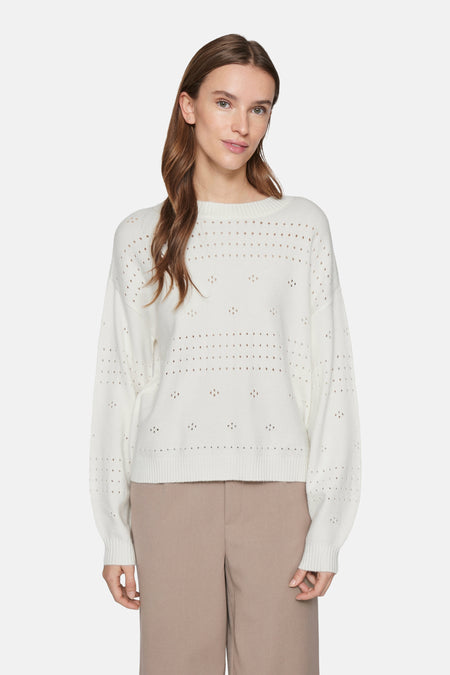 VIRIL L/S O-NECK POINTELLE KNIT TOP-NOOS