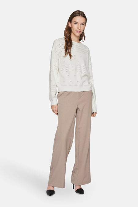 VIRIL L/S O-NECK POINTELLE KNIT TOP-NOOS